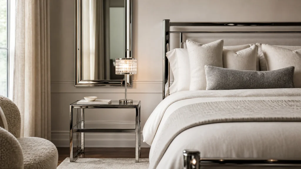 Chrome nightstand bedroom