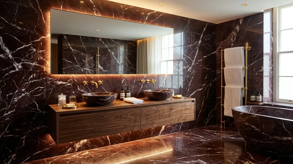Rosso Levanto Red Marble Bathroom