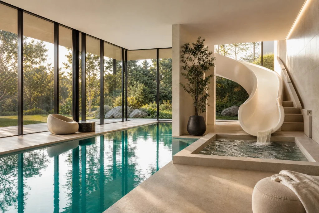 Luxury Indoor Pool with Slide 