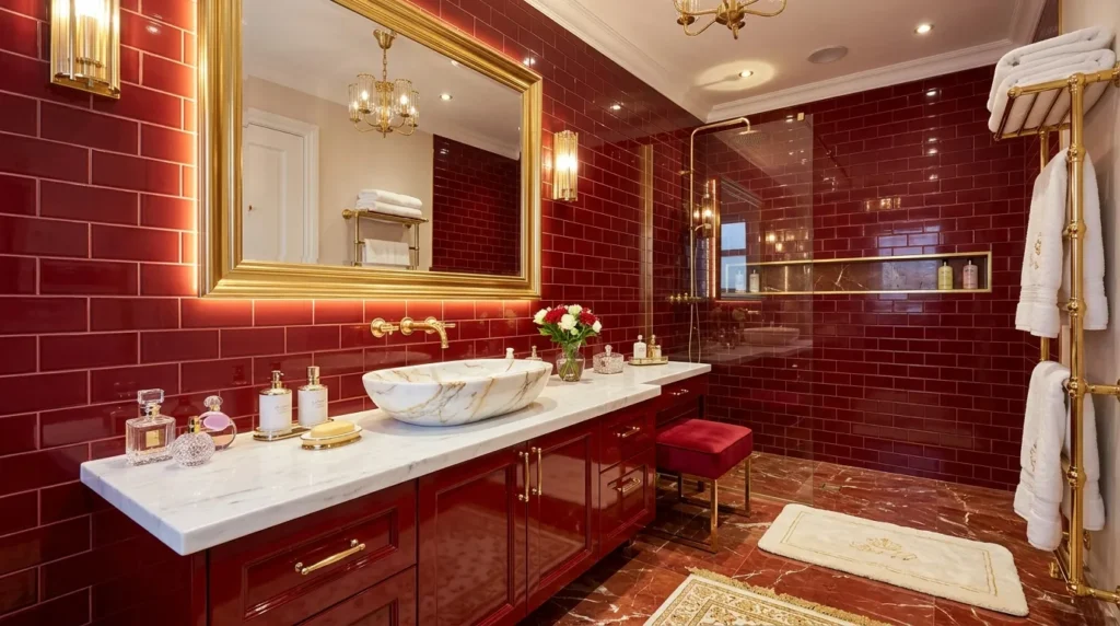 Ruby Red Glam Bathroom