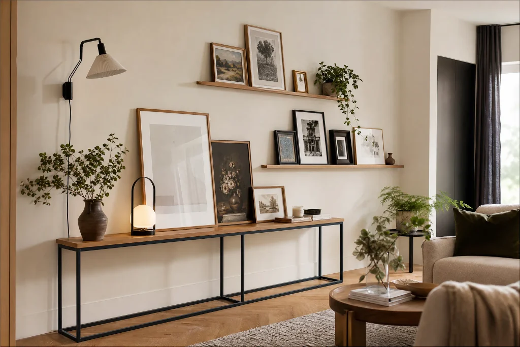 Rental-friendly leaning art and console