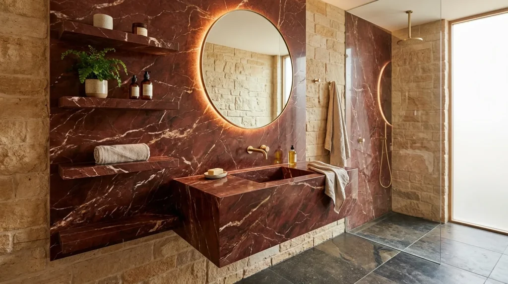 Red Marble Bathroom