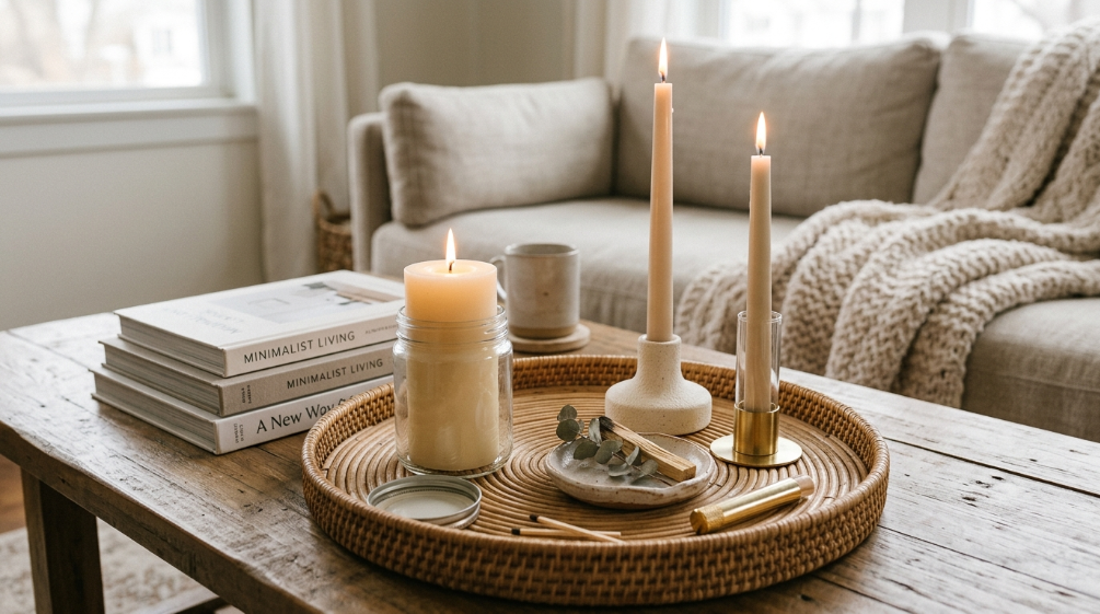 coffee table tray candle