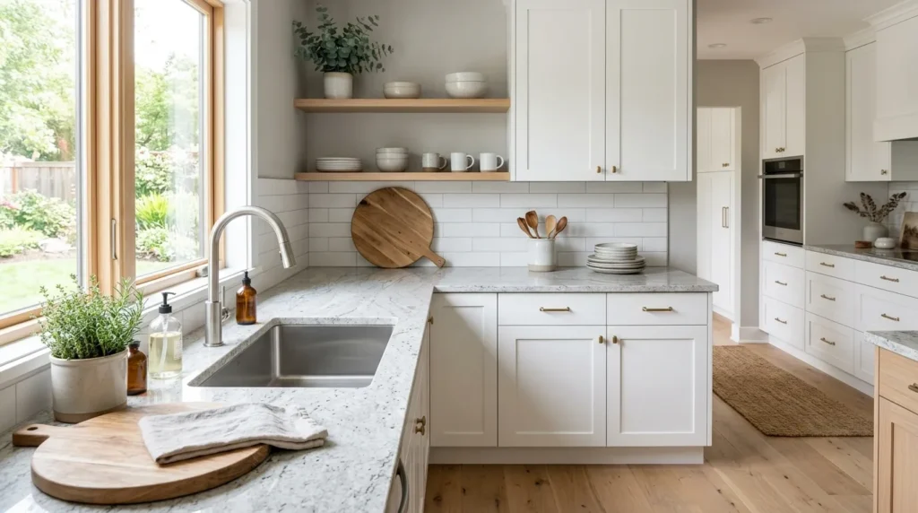 Ashen White Granite for a Soft Grey Aesthetic Kitchen