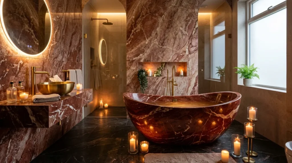 Luxury Red Bathtub Style