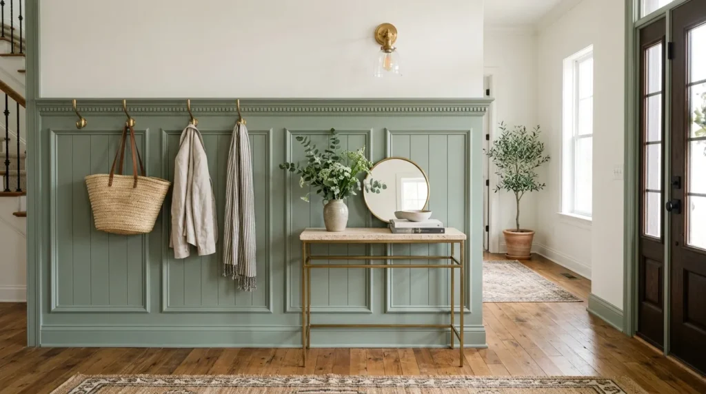 Bold Green Half Wall Paneling