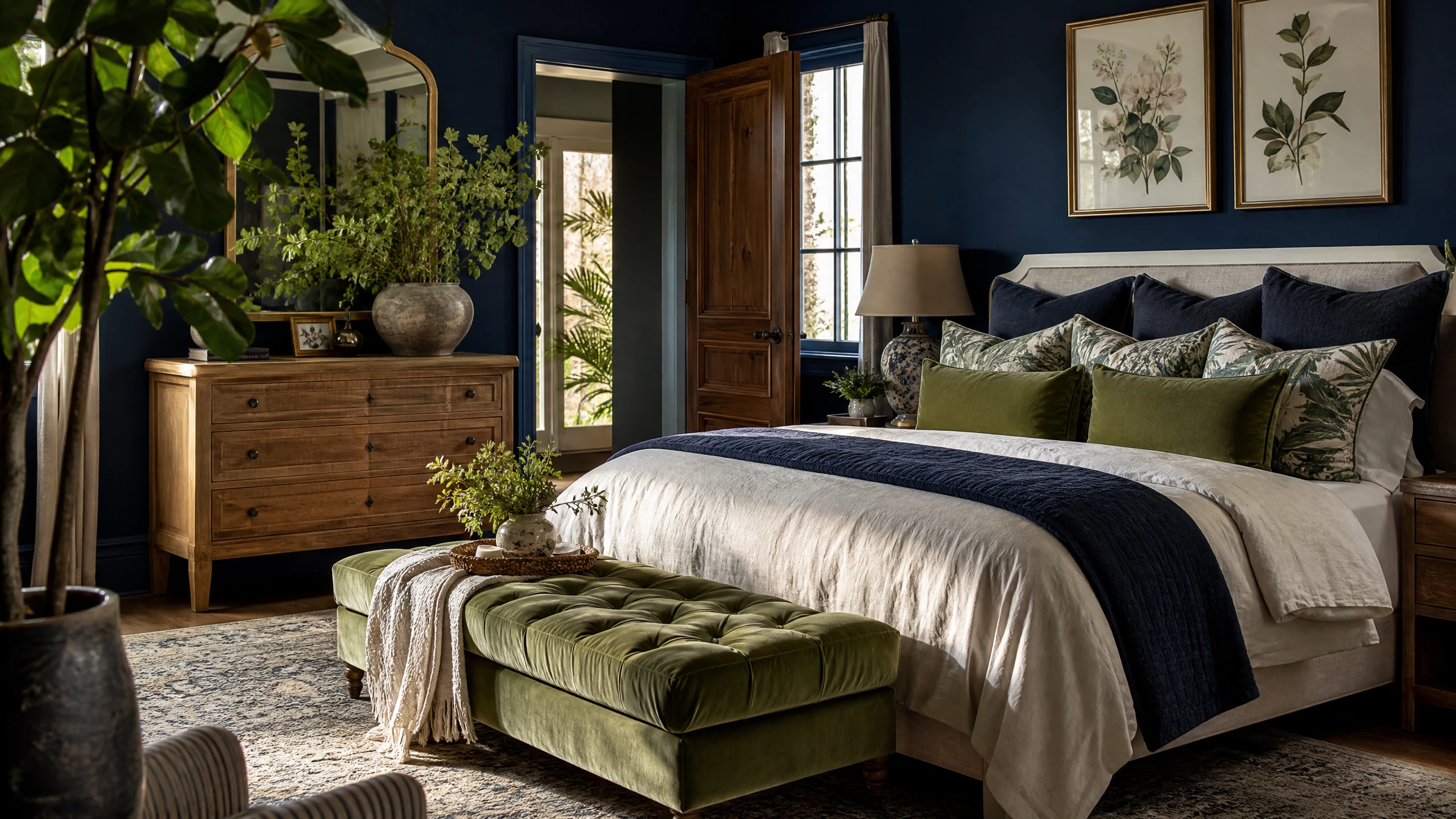 Blue and green bedroom