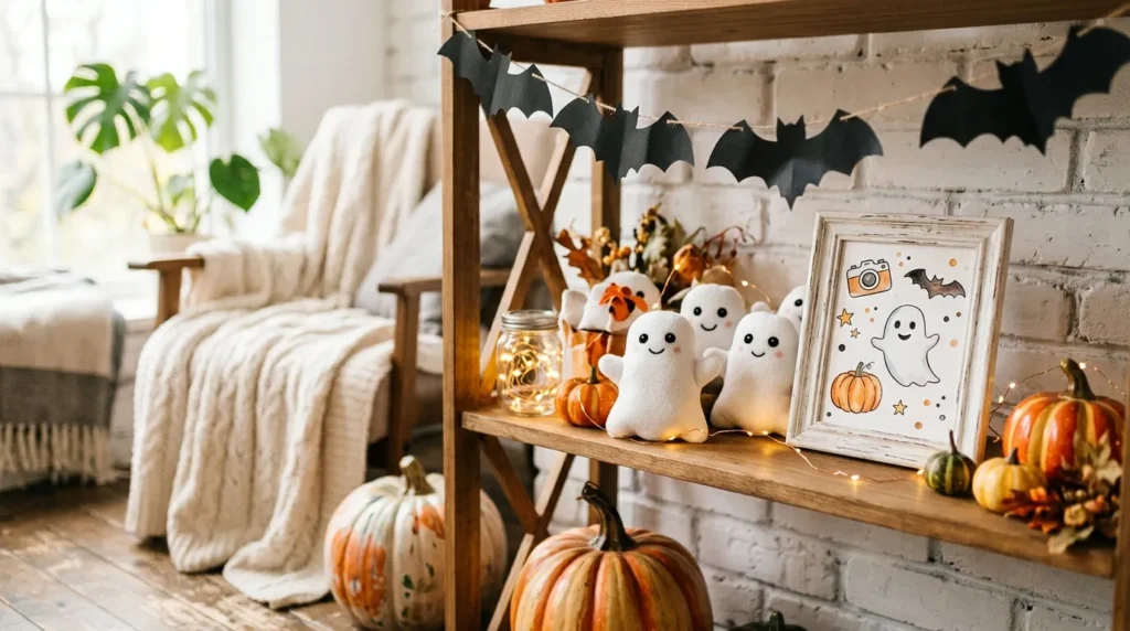 Cozy Halloween Party Space with DIY Photo Booths