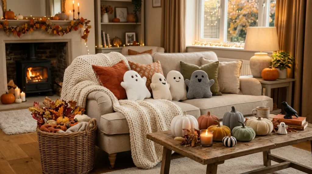 Halloween Living Room with Cozy Autumn Style