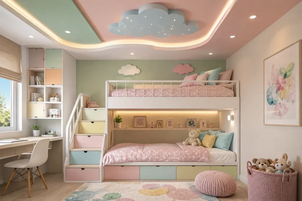 Kids Bedroom Ceiling Design with Bunk Bed