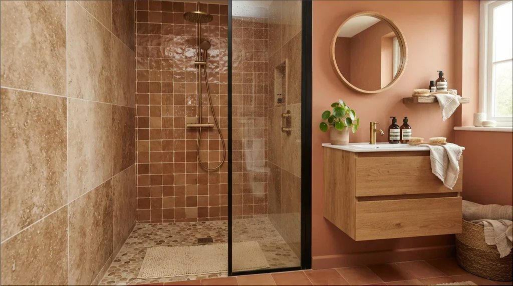 Brown shower tile ideas