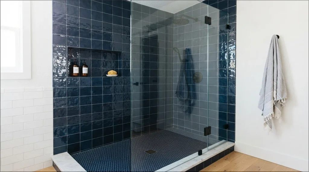 Navy Shower Tile