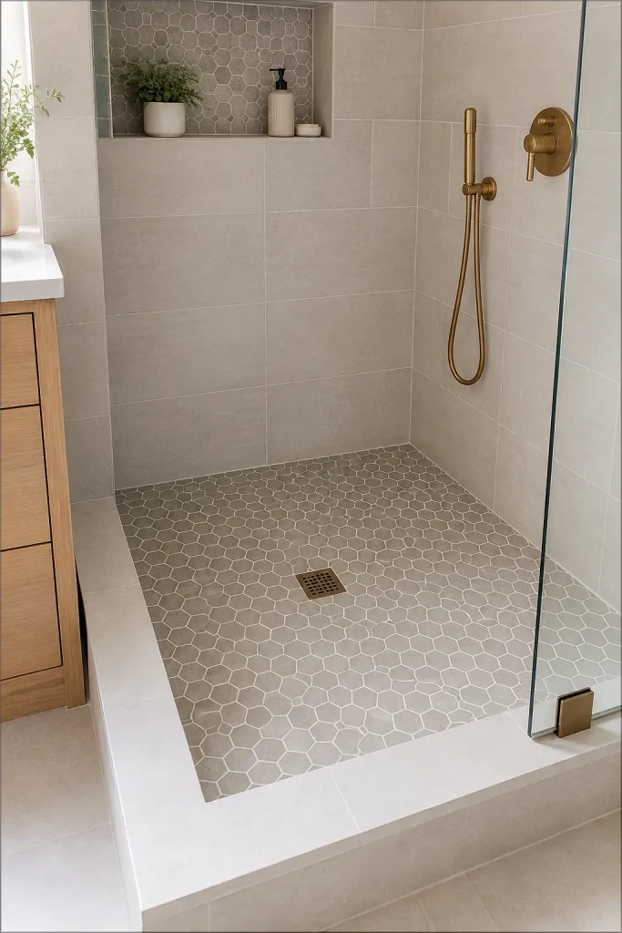 Hexagon Mosaic shower floor