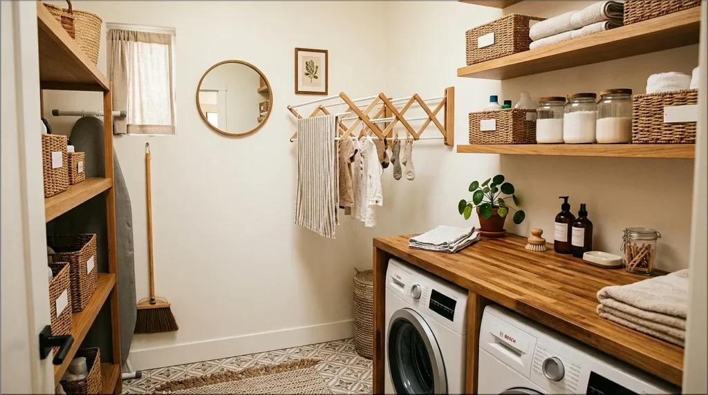  Small Laundry Room With Drying Rack.