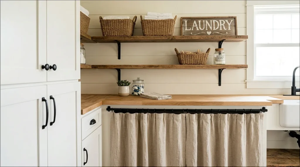 Farmhouse Laundry Room With Affordable Details
