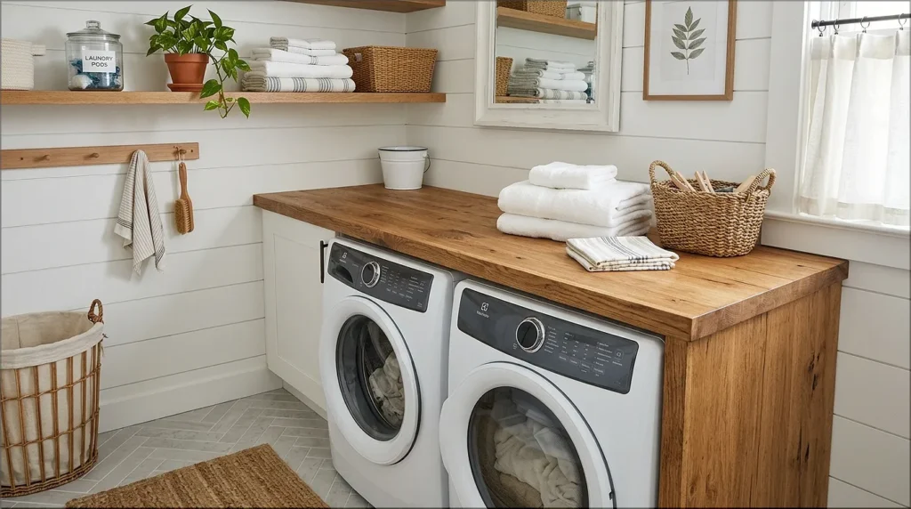 DIY Folding Counter Over Front laundry room