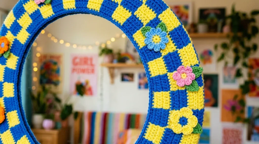 mirror checkerboard Flower Frame