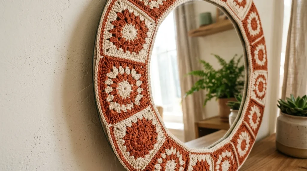 Granny Mirror Frame in Terracotta & Cream