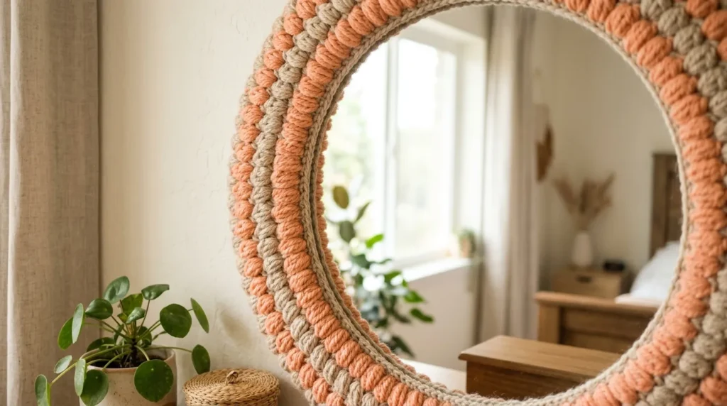 Puff-Stitch Mirror Frame