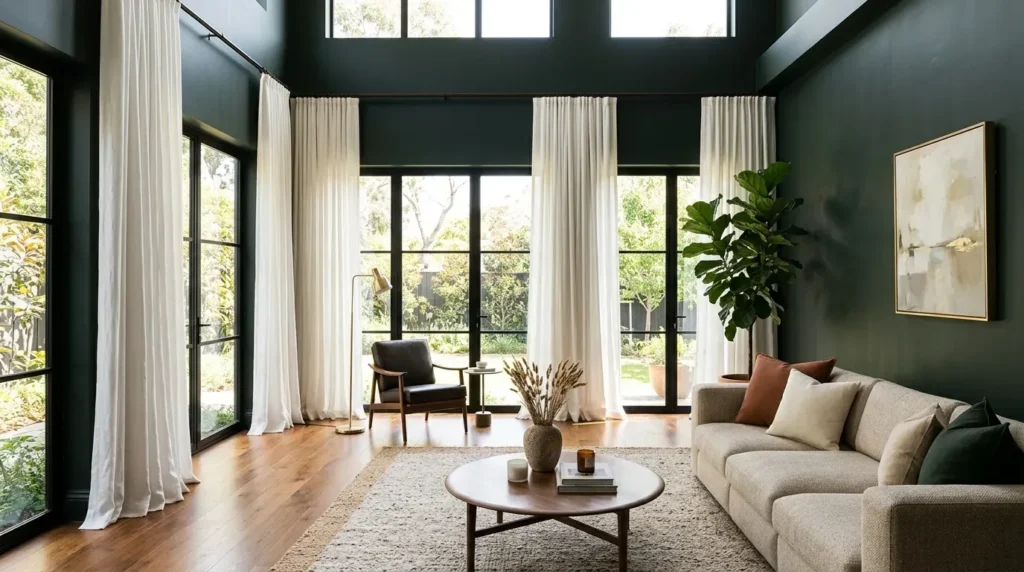 Floor-to-Ceiling White Curtains