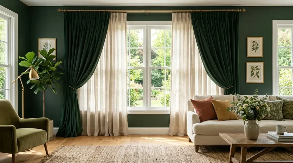 Curtain Ideas for Dark Green Walls