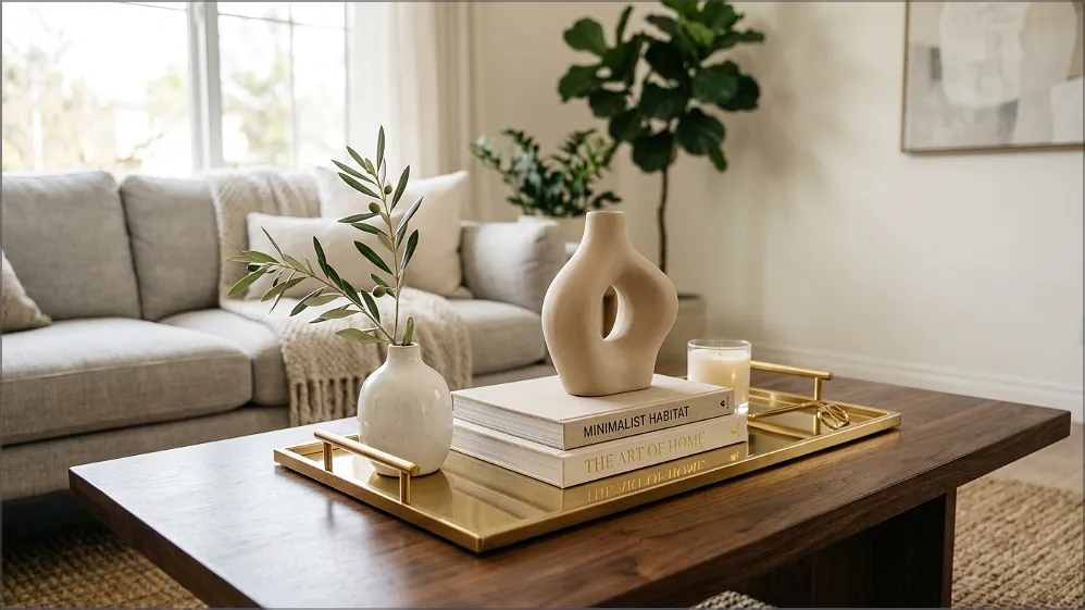 coffee table styling gold tray