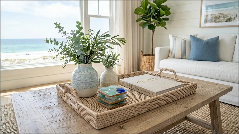 coastal coffee table tray