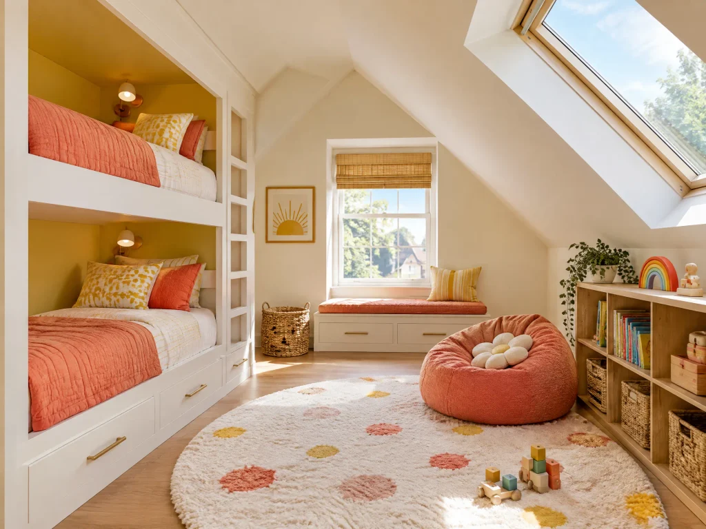Sunrise Nook With Coral Built-In Bunks