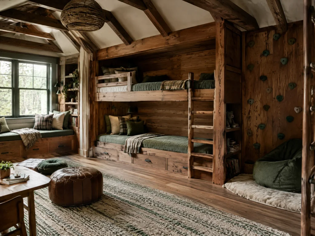 Forest Cabin With a Climbing Wall