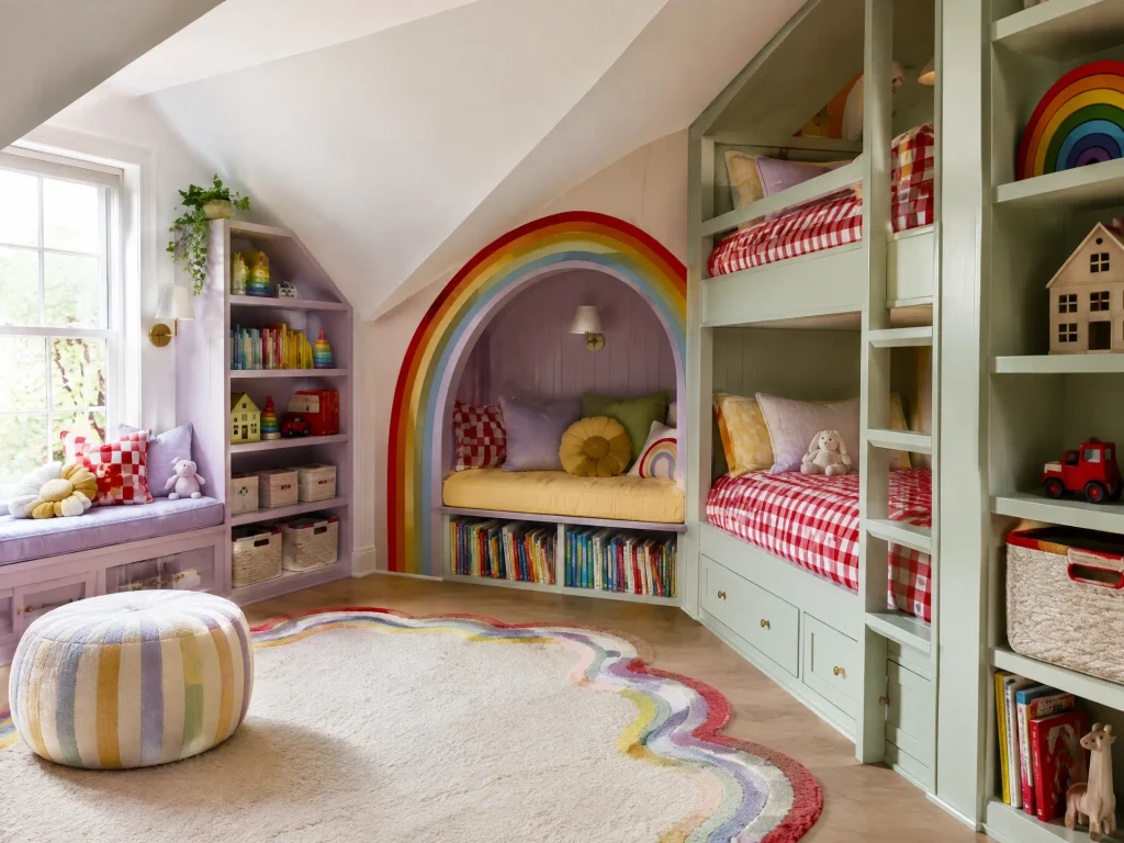 Rainbow Reading Arch With Open Shelves