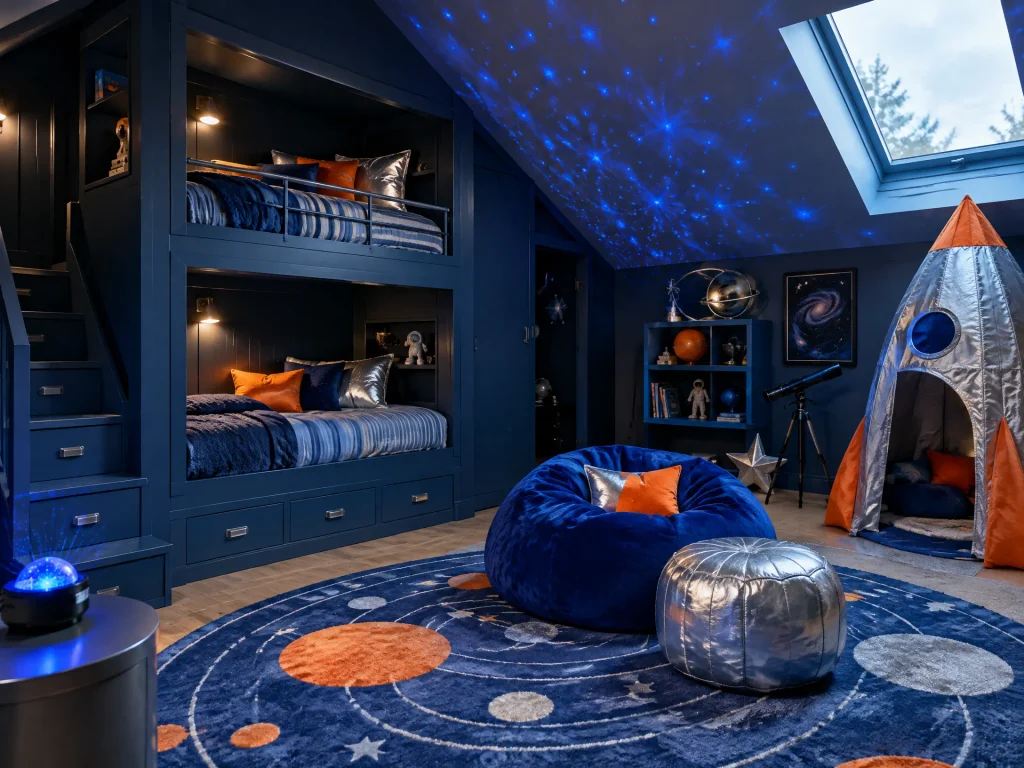 Space Explorer Loft With a Rocket Tent