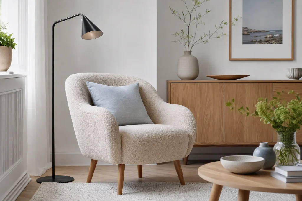 Light Boucle Chair for Scandinavian Contrast
