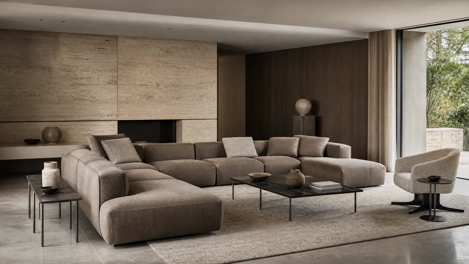 Minotti-style neutral living room