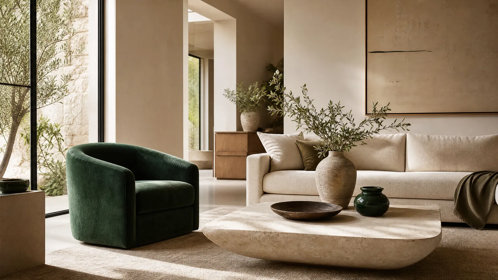 Emerald green decor accent in a luxury room