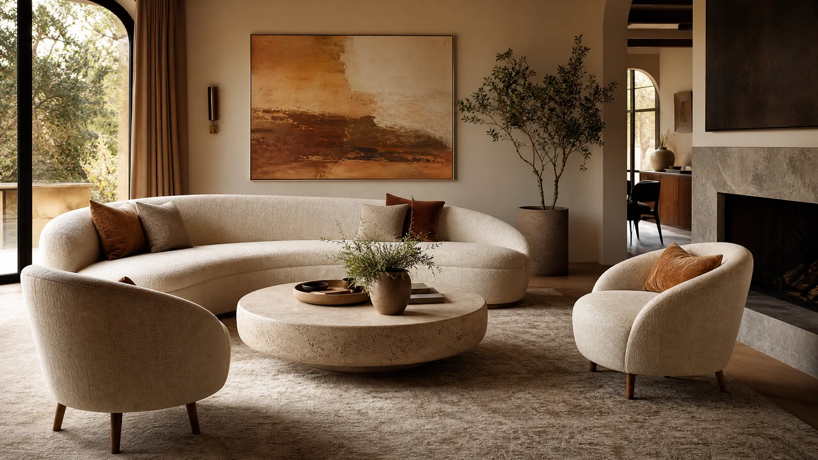 Luxury sofa design arranged for conversation