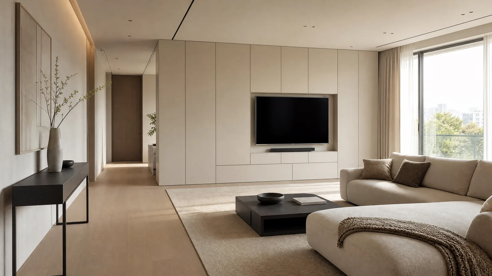 Contemporary apartment with seamless storage