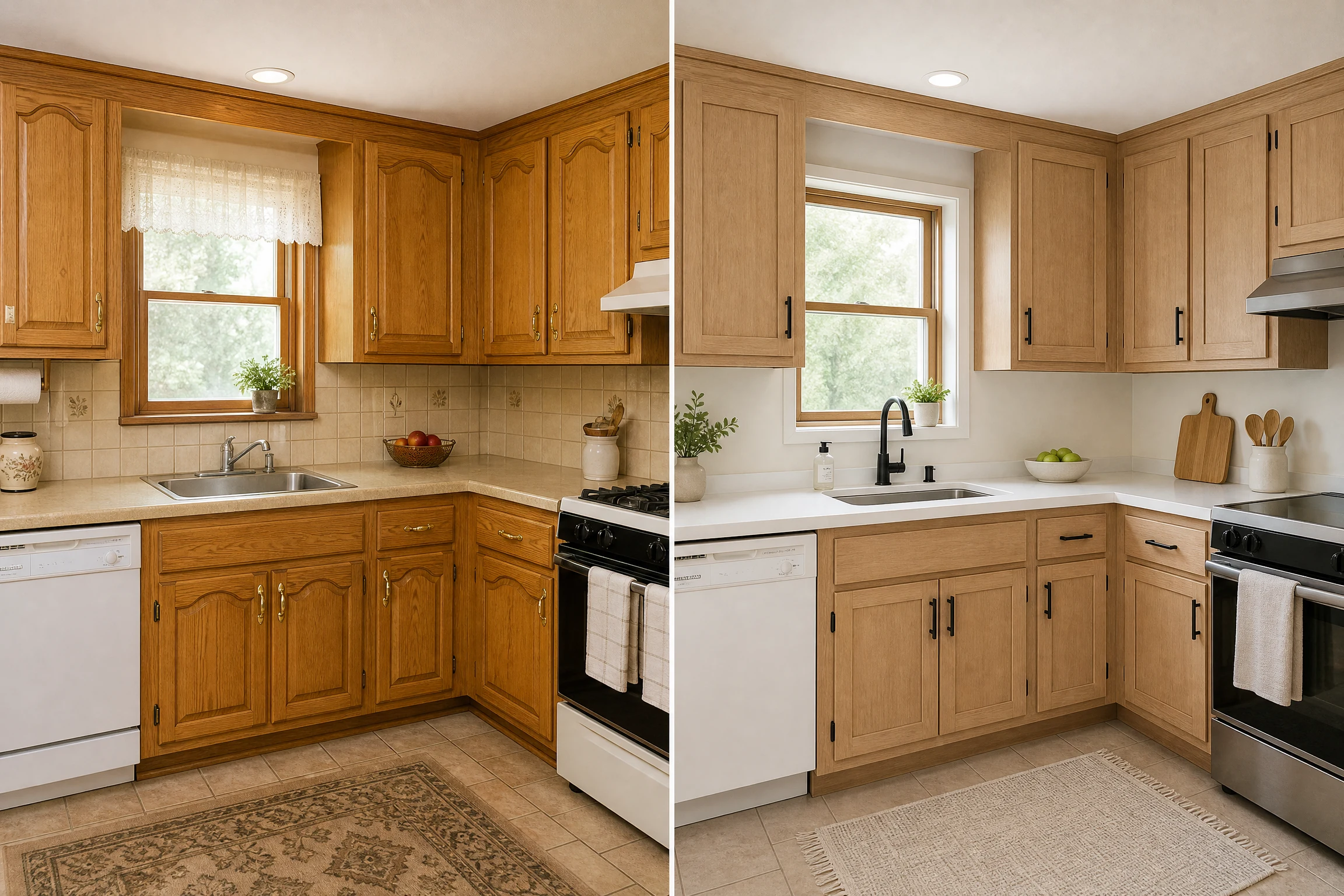 90s kitchen remodel before and after oak with refreshed natural wood