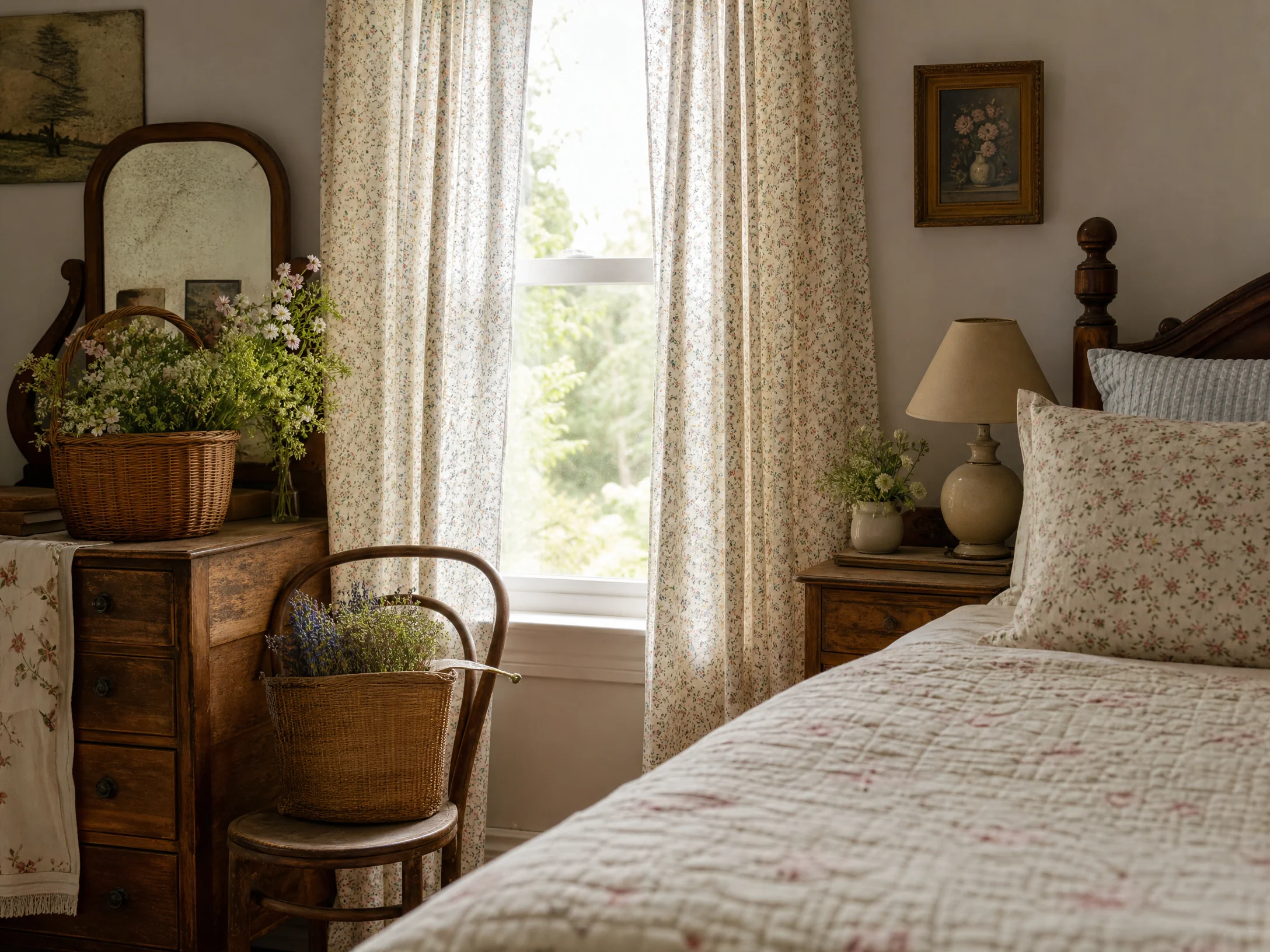 Cottagecore floral bedroom