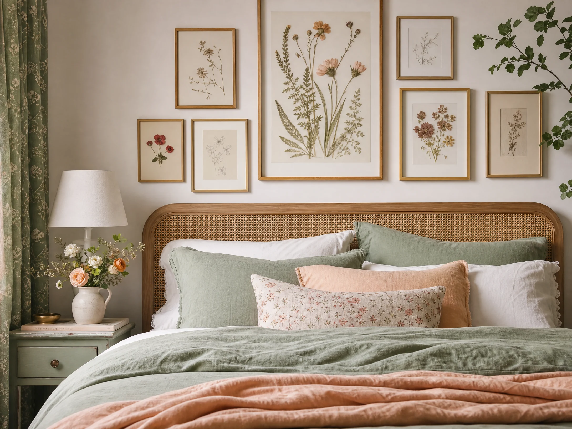 Sage botanical gallery wall