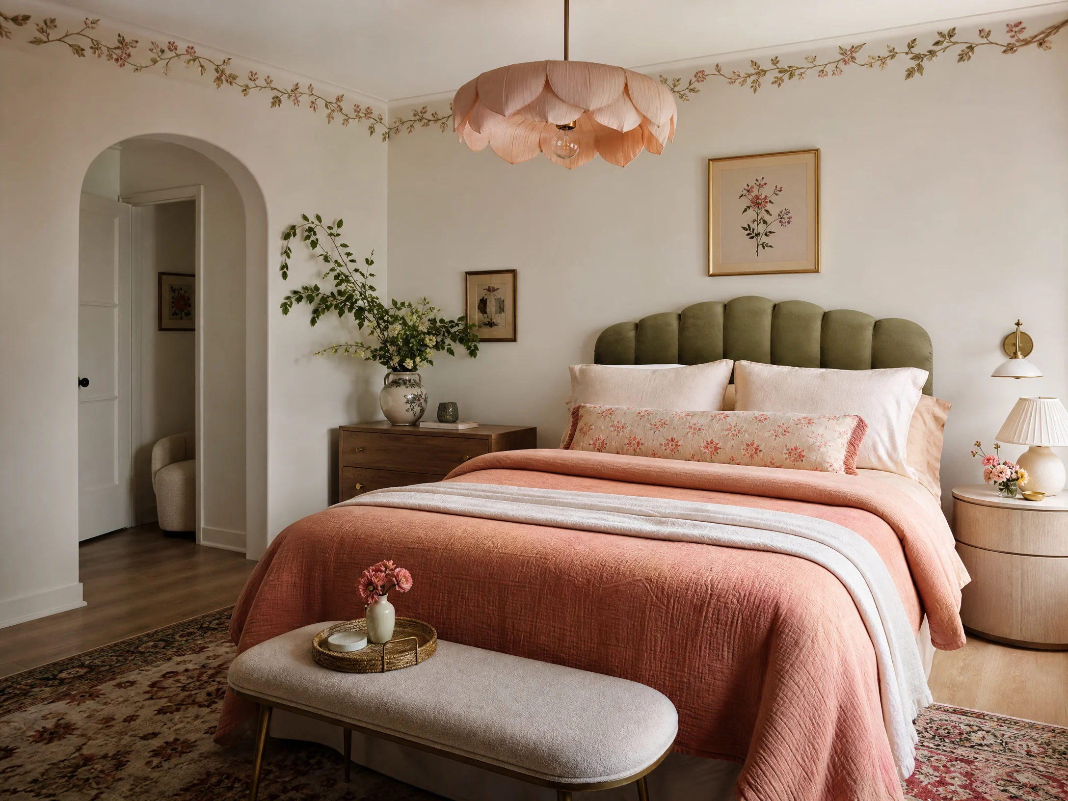 Botanical ceiling border bedroom