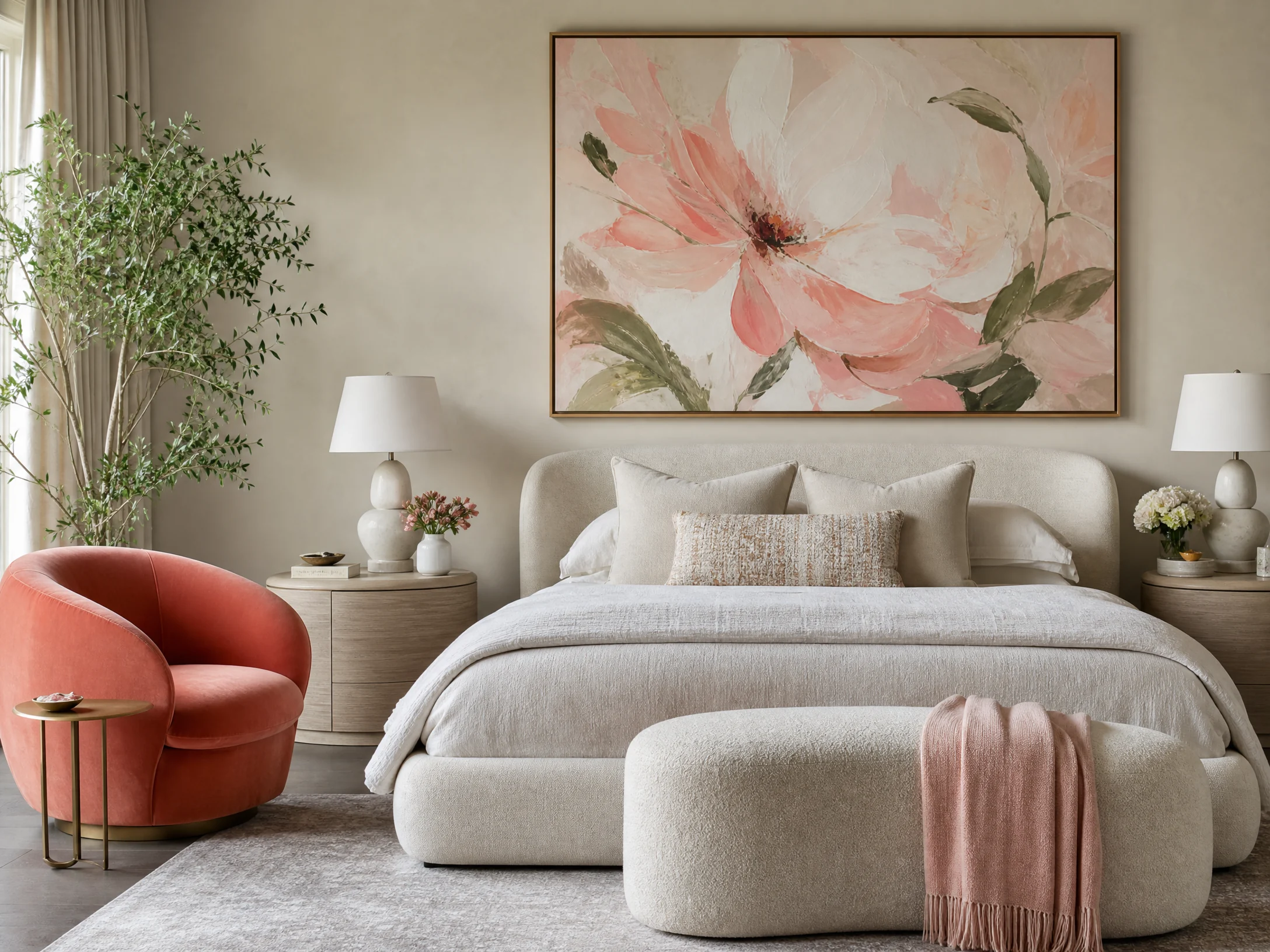 Modern floral canvas bedroom