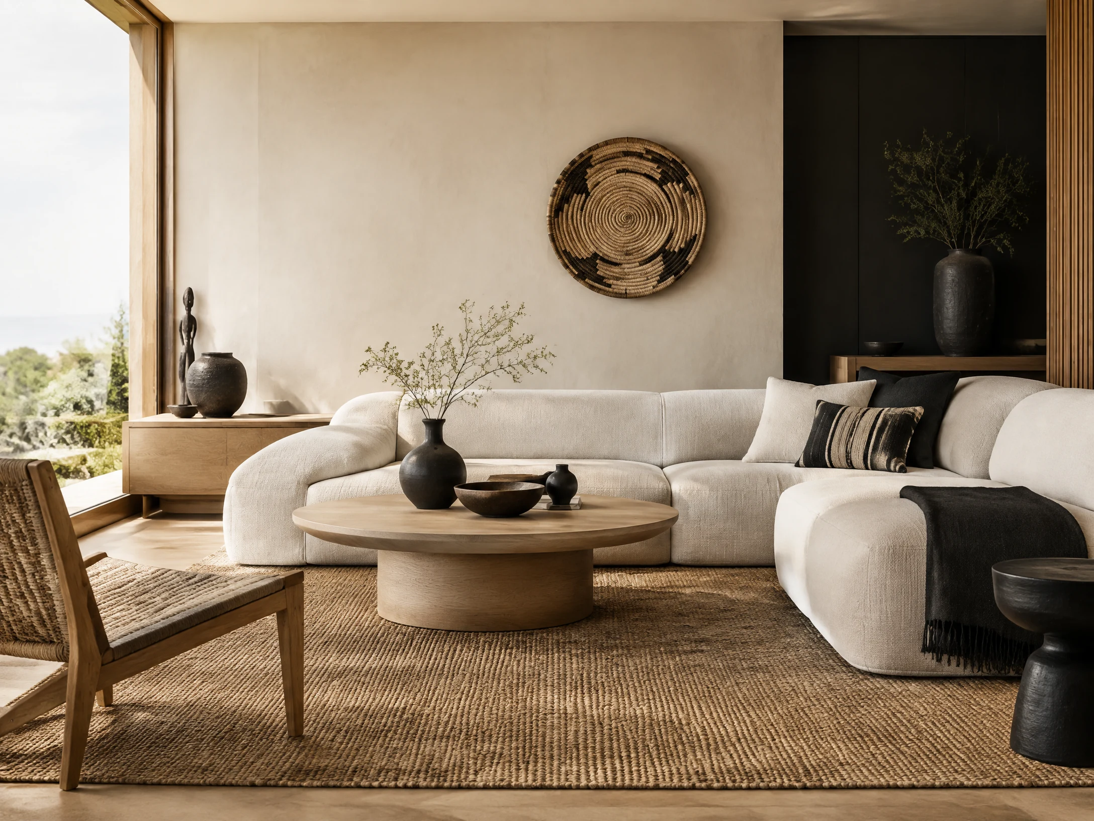 Minimal Afro Japandi living room